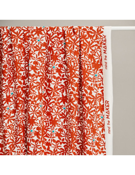 Flowery viscose crêpe stof - Oranje