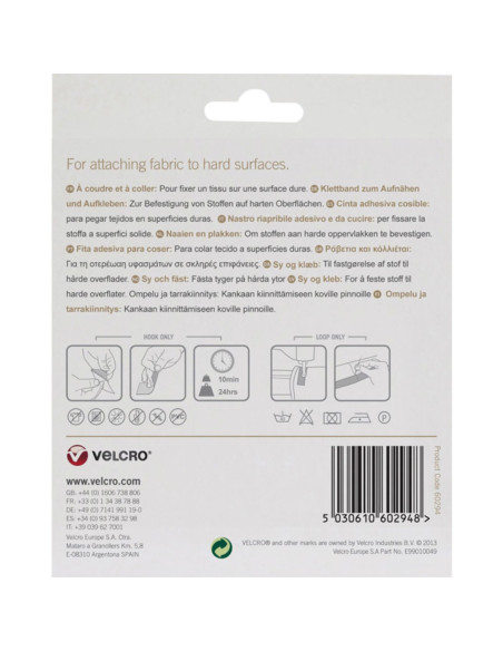 VELCRO® Merk Klittenband gemengd (zelfklevend en naaibaar) 20mm X 5M wit