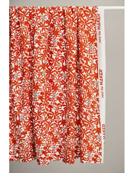 Flowery viscose crêpe stof - Oranje