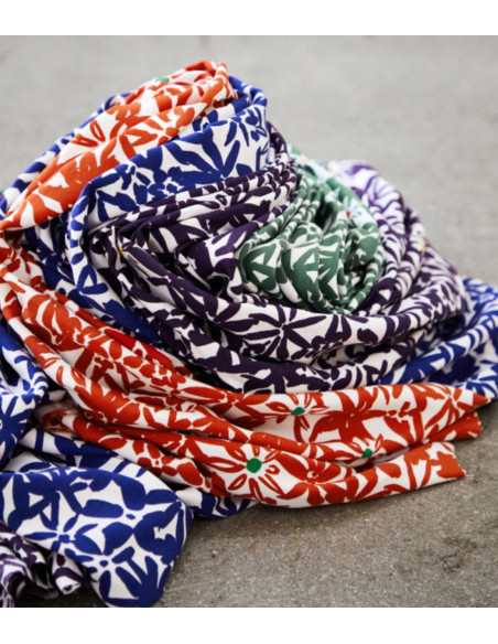 Flowery viscose crêpe stof - Oranje