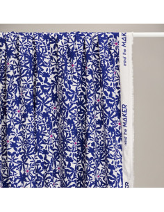 Flowery viscose crêpe stof - Kobaltblauw