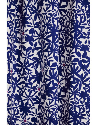 Flowery viscose crêpe stof - Kobaltblauw