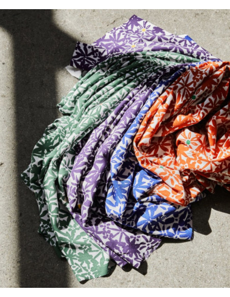 Flowery viscose crêpe stof - Kobaltblauw