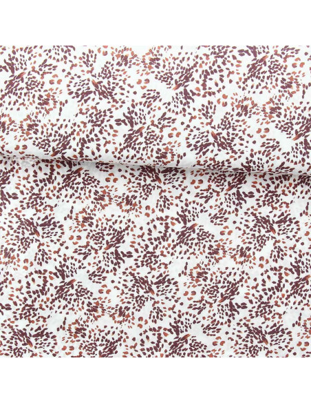 Fantasie viscose stof - Pistrello gebroken wit en pruimkleurig