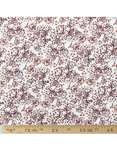 Fantasie viscose stof - Pistrello gebroken wit en pruimkleurig