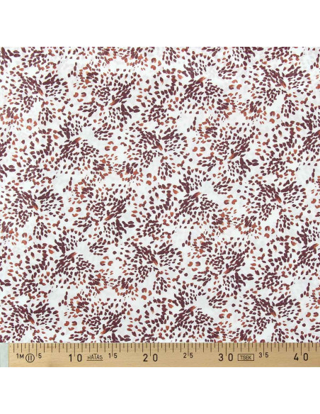 Fantasie viscose stof - Pistrello gebroken wit en pruimkleurig