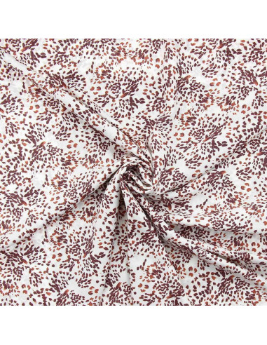 Fantasie viscose stof - Pistrello gebroken wit en pruimkleurig