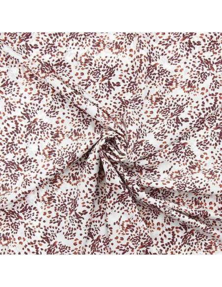 Fantasie viscose stof - Pistrello gebroken wit en pruimkleurig