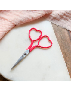 Hartvormige borduurschaar 9 cm - Lise Tailor - Fluor roze
