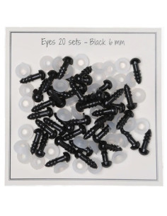Zwarte veiligheidsoogjes 6 mm - 20 paar