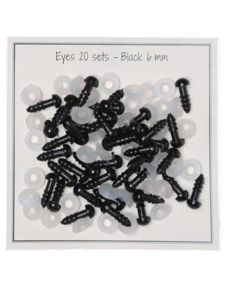 Zwarte veiligheidsoogjes 6 mm - 20 paar