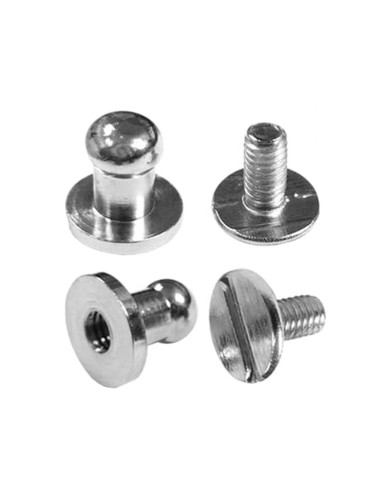 4 sets schroefbare kraagknopen - Zilver