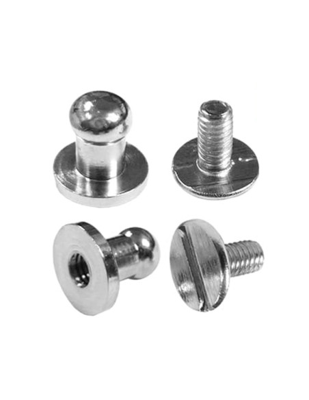 4 sets schroefbare kraagknopen - Zilver