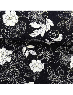 Lycra badpakstof - Zwart-witte bloemen