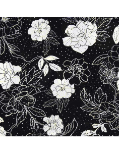 Lycra badpakstof - Zwart-witte bloemen 2