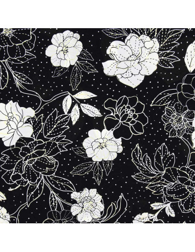 Lycra badpakstof - Zwart-witte bloemen