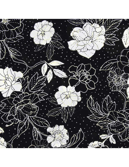 Lycra badpakstof - Zwart-witte bloemen