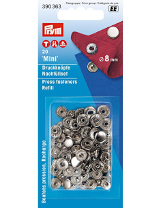 Navulling van 10 anorak drukknopen 8 mm Zilver