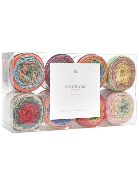 Set van 8 bollen Ricorumi Spin Spin katoen