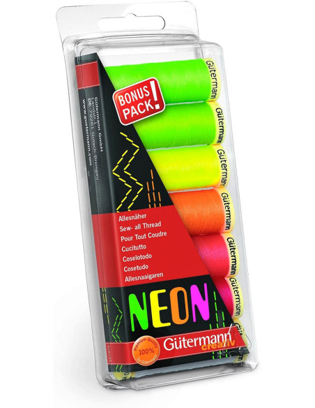 Set van 7 Gütermann polyester naaigaren - Neon