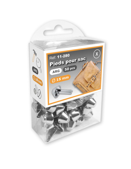 Partij van 50 tasvoetjes 15 mm - Zilver