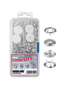Combi-Box 200 jersey drukknoopjes baby - Zilver 9,7 mm
