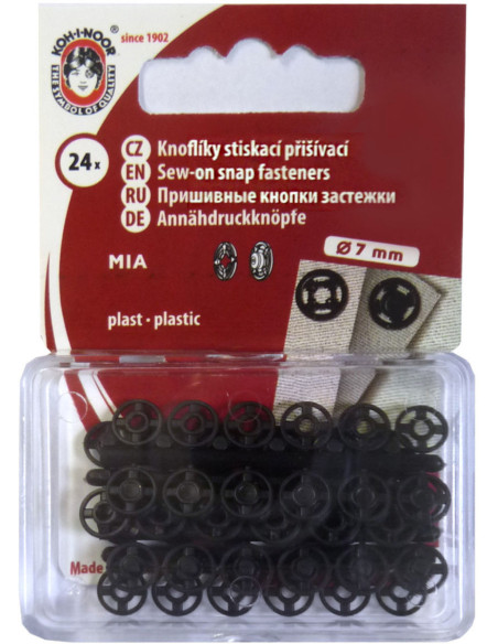 Zwarte plastic drukknopen 7 mm