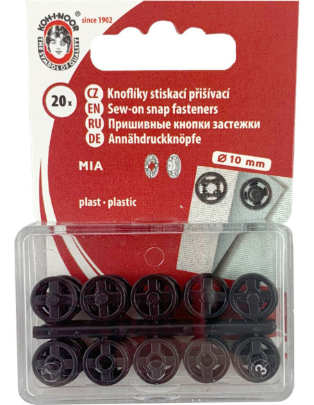 Zwarte plastic drukknopen 10 mm