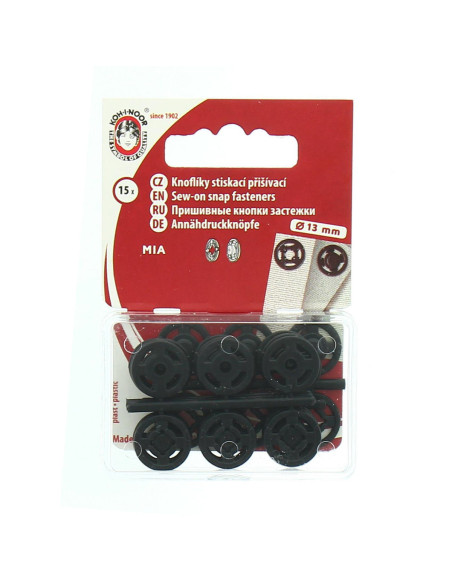 Zwarte plastic drukknopen 13 mm