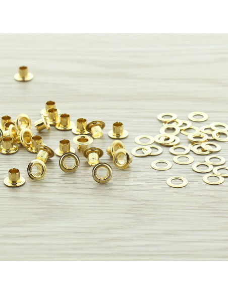 Zakje met 100 oogjes met ringen 4 mm - Goud