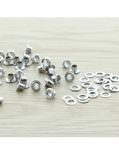 Zakje met 100 oogjes met ringen 4 mm - Zilver