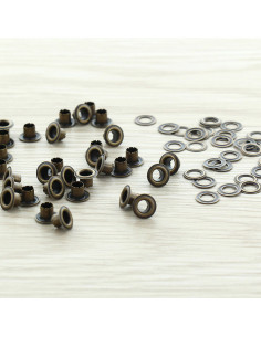 Zak van 100 oogjes met ringen 4 mm - Antiek messing