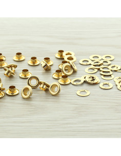 Zakje met 100 oogjes 5 mm met ringen - Goud