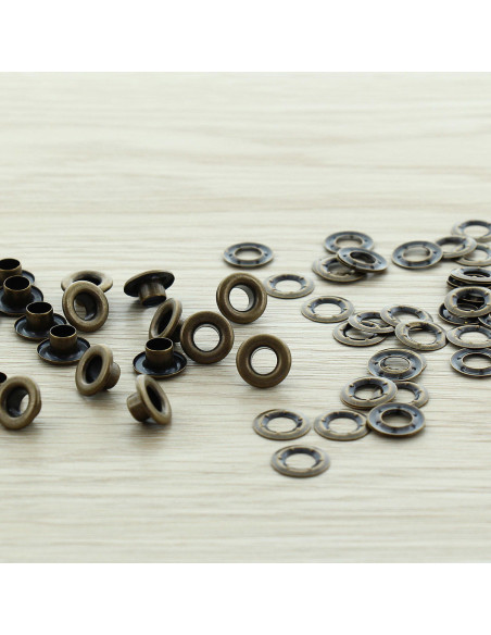 Zakje met 100 oogjes van 5 mm met ringen - Antiek messing