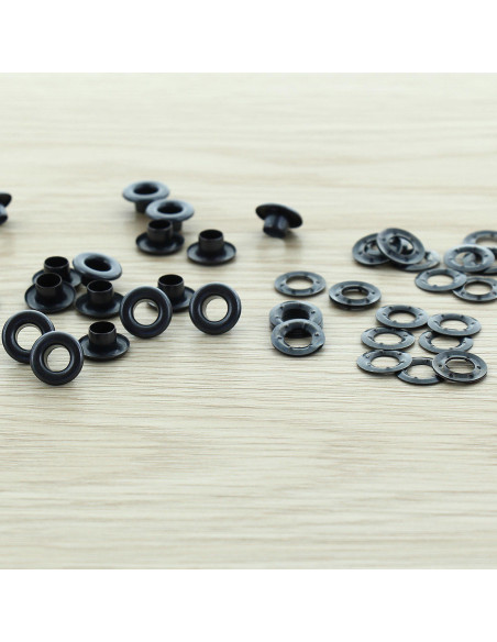 Zakje met 100 oogjes van 5 mm met ringen - Zwart