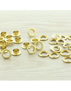 Zakje met 100 oogjes met ringen 8 mm - Goud