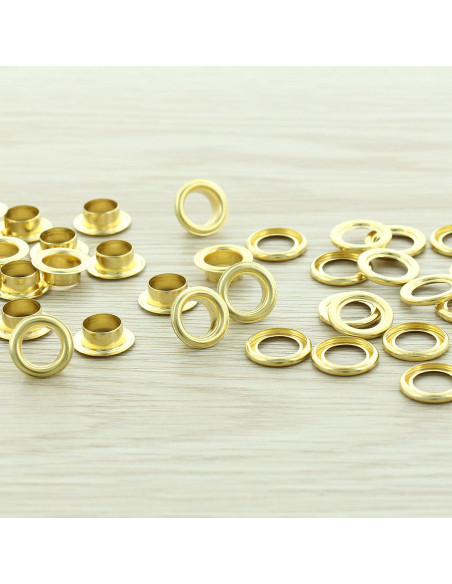 Zakje met 100 oogjes met ringen 8 mm - Goud