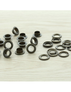 Zak van 100 oogjes met ringen 8 mm - Antiek messing