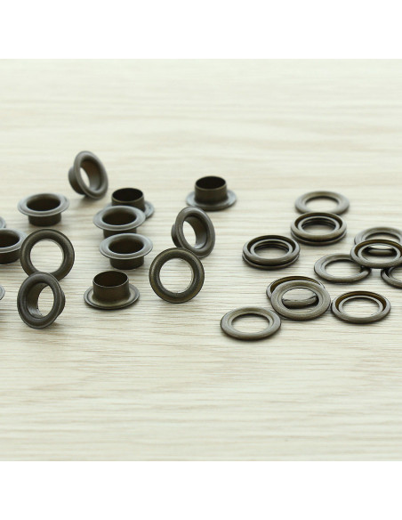 Zak van 100 oogjes met ringen 8 mm - Antiek messing