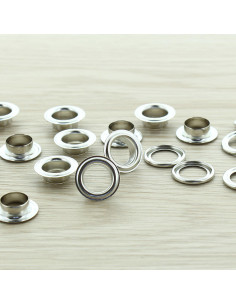 Zakje met 100 oogjes met ringen 11 mm - Zilver