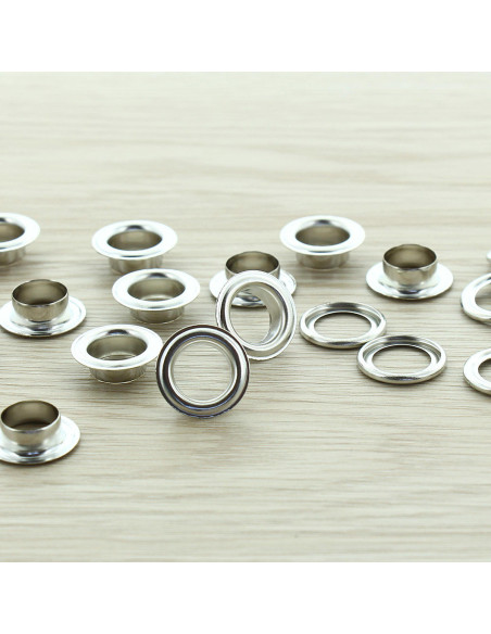 Zakje met 100 oogjes met ringen 11 mm - Zilver