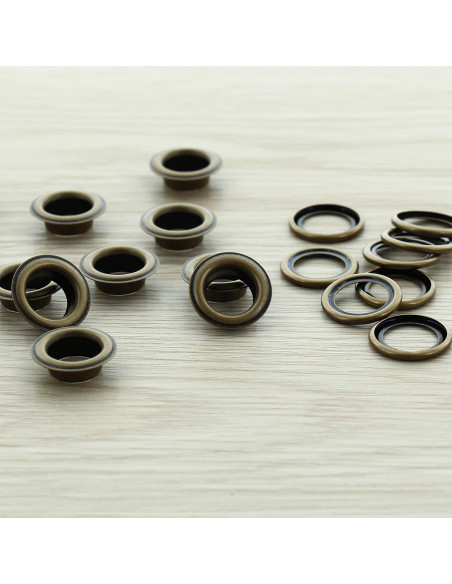 Zak van 100 oogjes met ringen 11 mm - Antiek messing