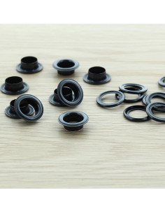Zak van 100 oogjes met ringen 11 mm - Zwart