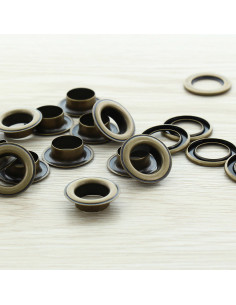 Zak van 100 oogjes met ringen 14 mm - Antiek messing