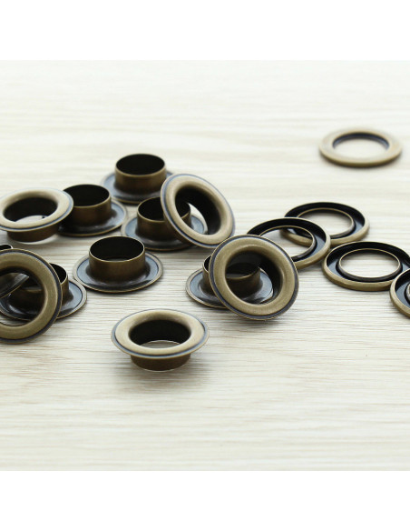 Zak van 100 oogjes met ringen 14 mm - Antiek messing