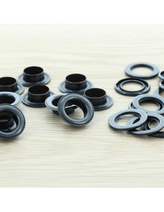Zak van 100 oogjes met ringen 14 mm - Zwart