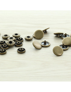 Zakje met 100 anorak-drukknopen - 15 mm brons