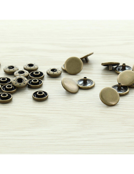 Zakje met 100 anorak-drukknopen - 15 mm brons