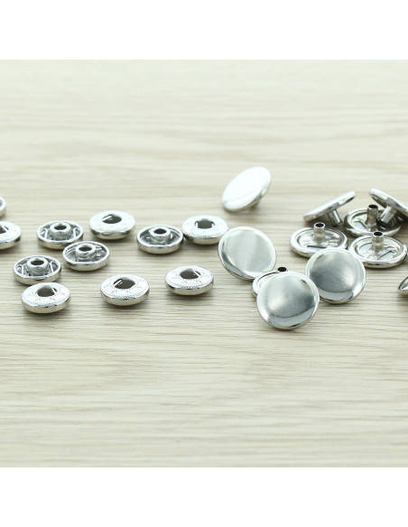 Zakje met 100 anorak-drukknopen - 15 mm zilver