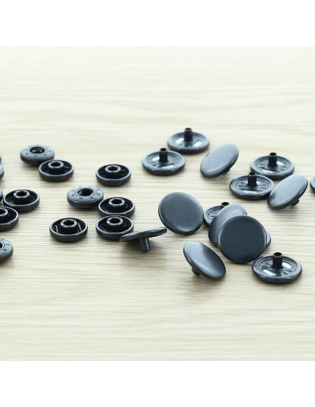 Zakje met 100 anorak-drukknopen - 15 mm zwart